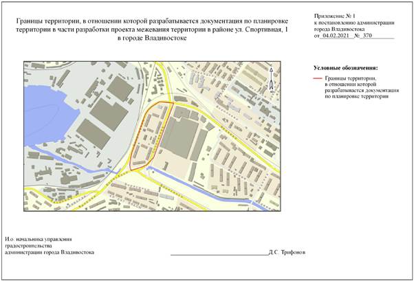 Постановление Администрации г. Владивостока от 04.02.2021 N 370 "О подготовке документации по планировке территории в части разработки проекта межевания территории в районе ул. Спортивная, 1 в городе Владивостоке"
