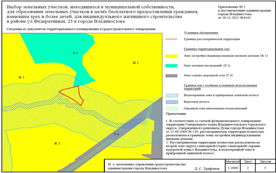 Постановление Администрации г. Владивостока от 30.11.2021 N 4165 "О назначении и проведении общественного обсуждения по вопросу выбора земельных участков, находящихся в муниципальной собственности, для образования земельных участков в целях бесплатного предоставления гражданам, имеющим трех и более детей, для индивидуального жилищного строительства в районе ул. Федеративная, 23 в городе Владивостоке"