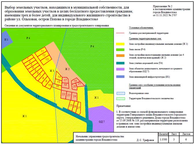 Постановление Администрации г. Владивостока от 11.11.2022 N 2707 "О назначении и проведении общественного обсуждения по вопросу выбора земельных участков, находящихся в муниципальной собственности, для образования земельных участков в целях бесплатного предоставления гражданам, имеющим трех и более детей, для индивидуального жилищного строительства в районе ул. Ольховая, остров Попова в городе Владивостоке"