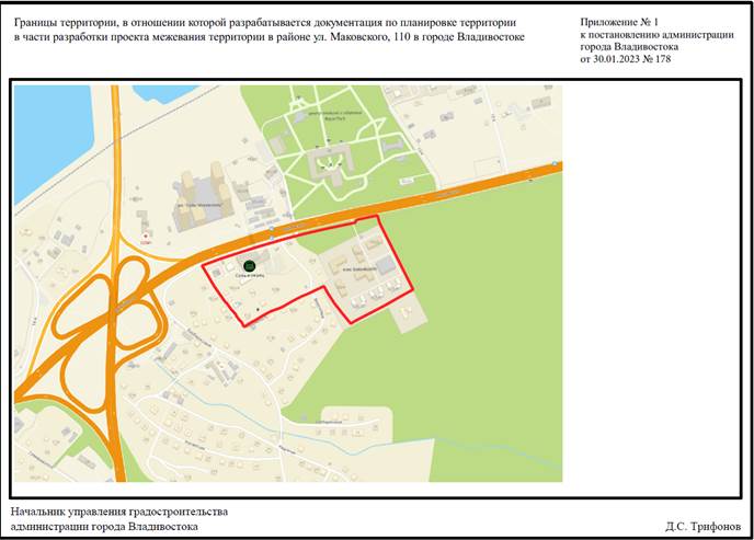 Постановление Администрации г. Владивостока от 30.01.2023 N 178 "О подготовке документации по планировке территории в части проекта межевания территории в районе ул. Маковского, 110 в городе Владивостоке"