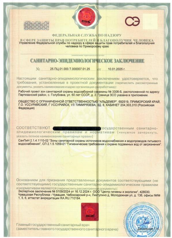 Постановление Правительства Приморского края от 21.05.2025 N 432-пп "Об установлении зон санитарной охраны для водозаборной скважины N 3306-Б, расположенной по адресу: Партизанский муниципальный округ, с. Голубовка, ул. 60 лет СССР, д. 2"